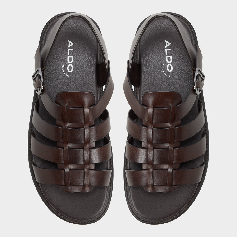 Warley Dark Brown Men's Sandals & Slides - Strappy flat sandal