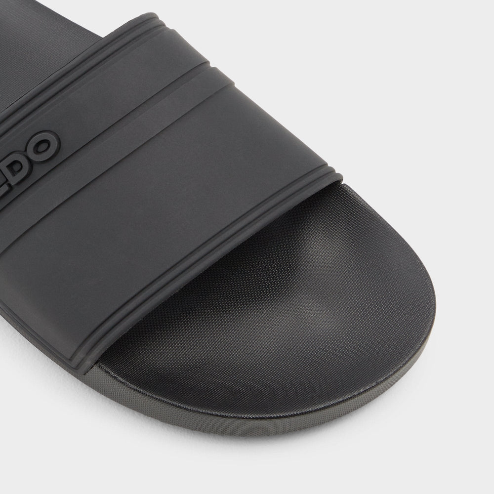 Dinmore Black Synthetic Rubber Men's Slides - Slide sandal