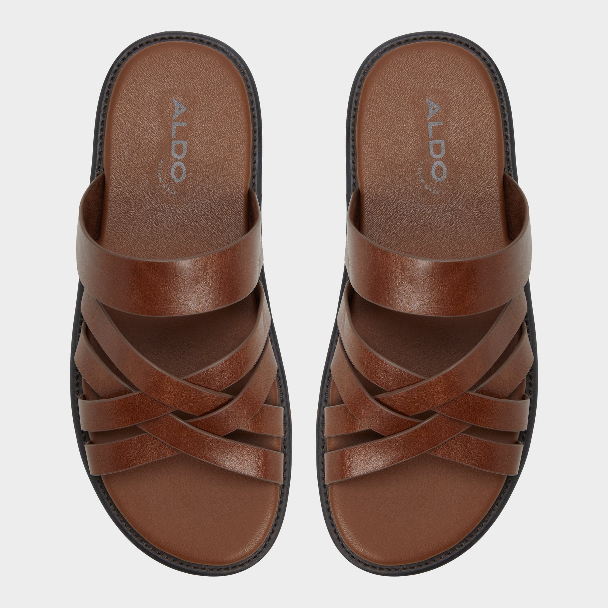 Haniff Cognac Men's Sandals & Slides - Strappy flat sandal