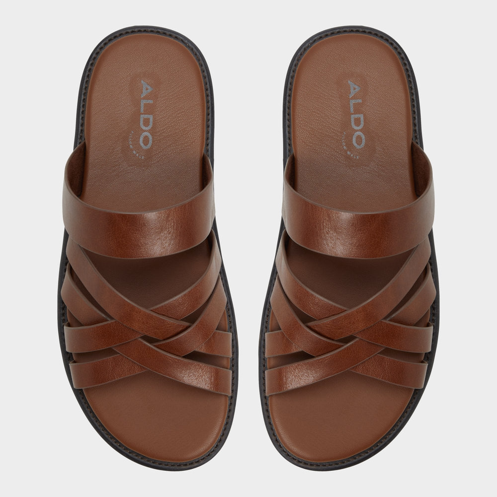 Haniff Cognac Men's Sandals & Slides - Strappy flat sandal