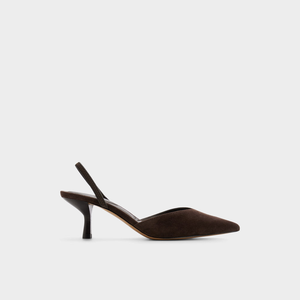 Stiletto heel Re in Olivia Dark Brown - Sling back high heel