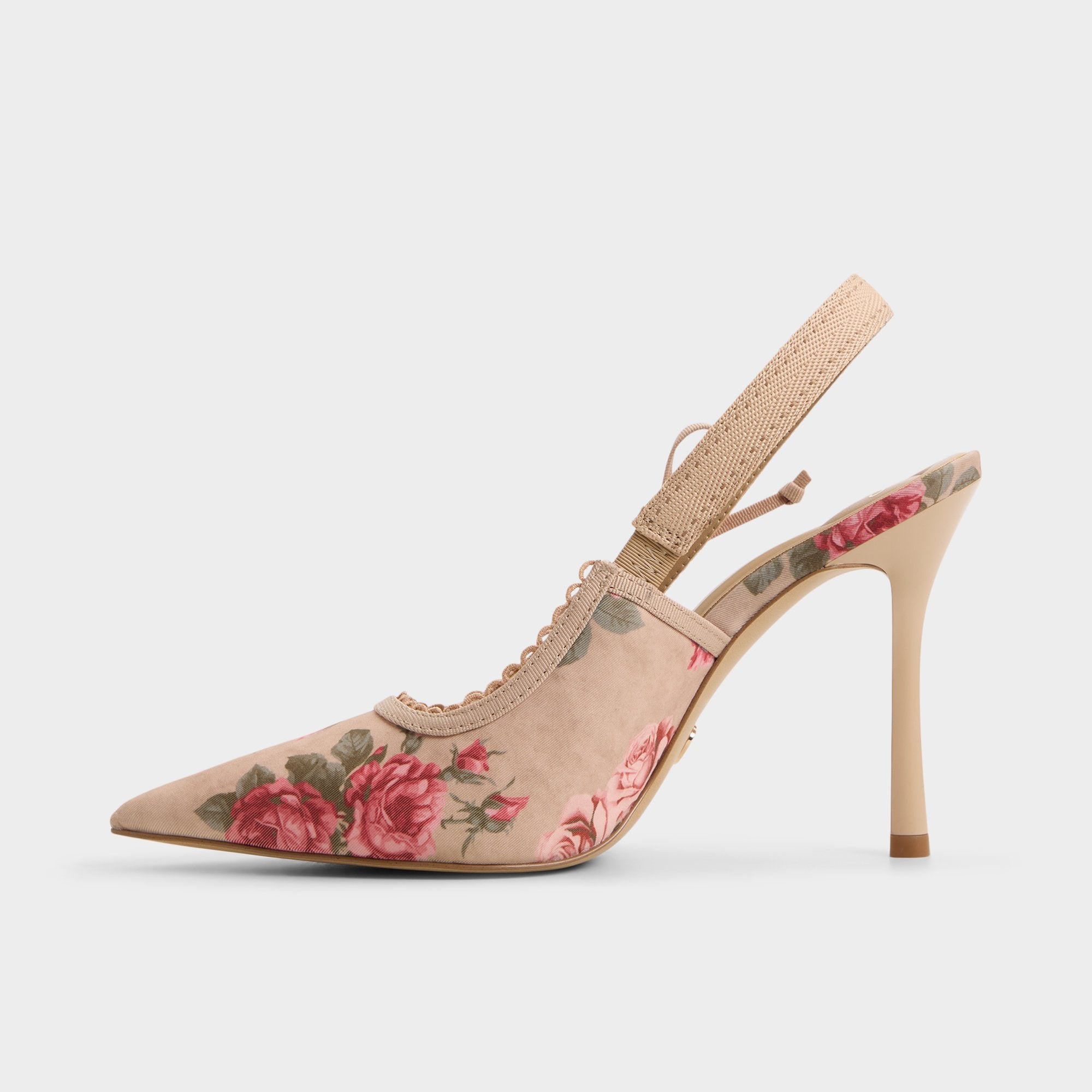 Hennie in Beige Combo 14190601 - Sling back high heel Stiletto heel