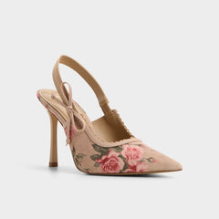 Hennie in Beige Combo 14190601 - Sling back high heel Stiletto heel