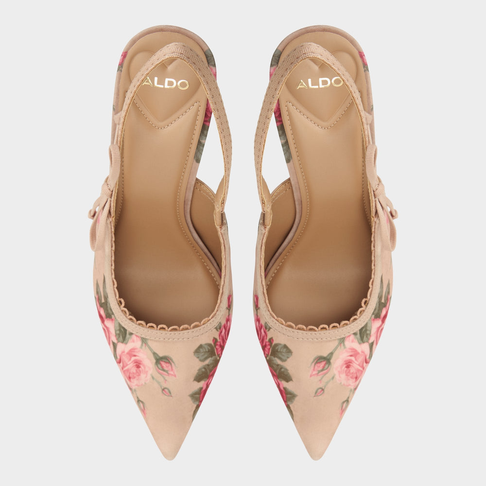 Hennie in Beige Combo 14190601 - Sling back high heel Stiletto heel