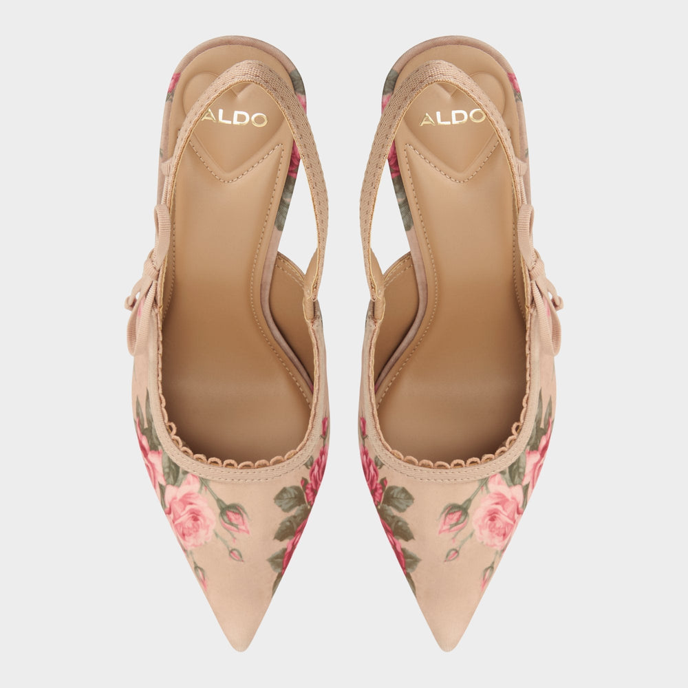 Hennie in Beige Combo 14190601 - Sling back high heel Stiletto heel