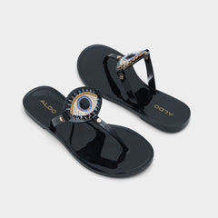 Ebariel Black/Gold Multi Women's Jelly Sandals & Flip Flops - T-strap sandal