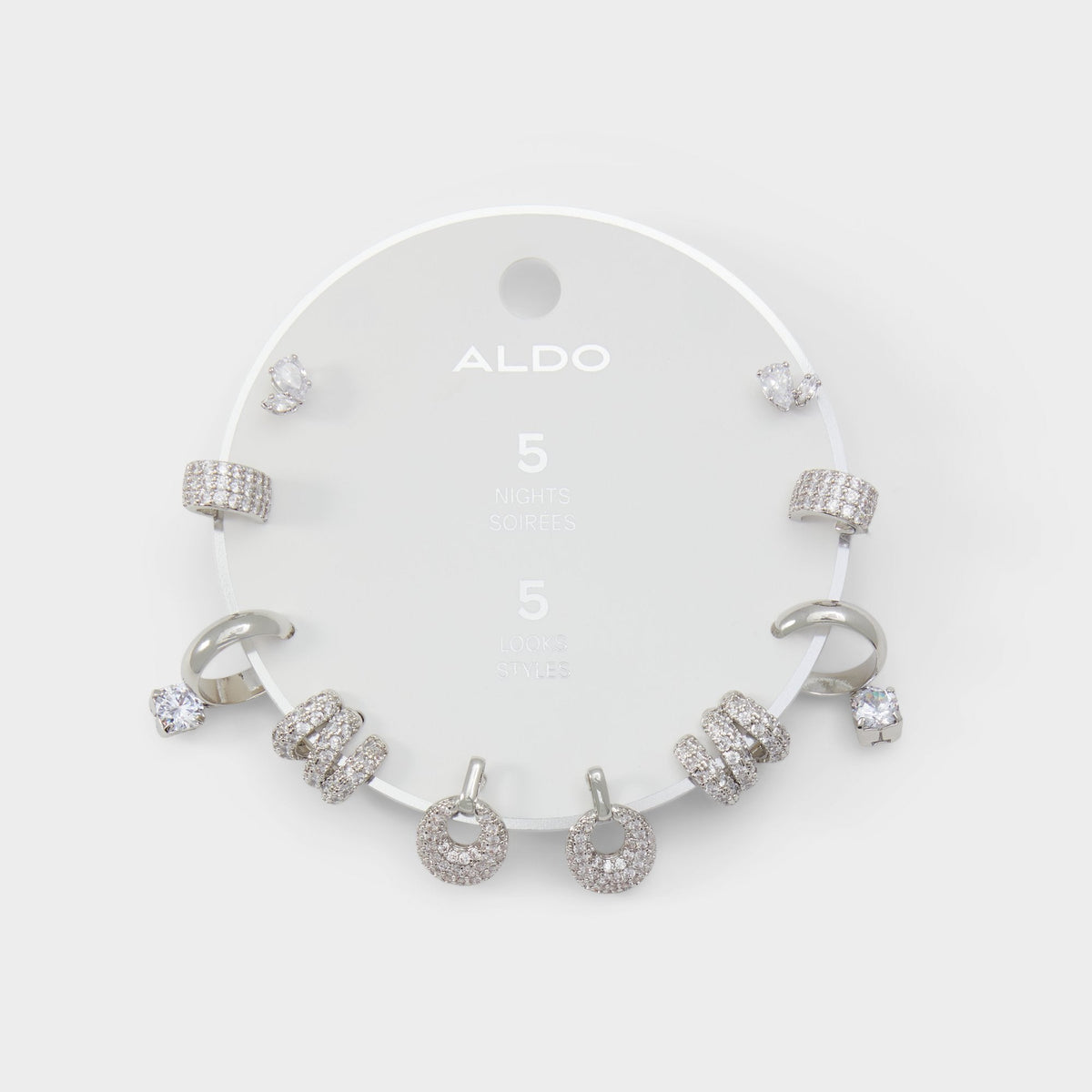 Fivelooks Silver/Clear Multi Women's Cubic Zirconia - Earrings