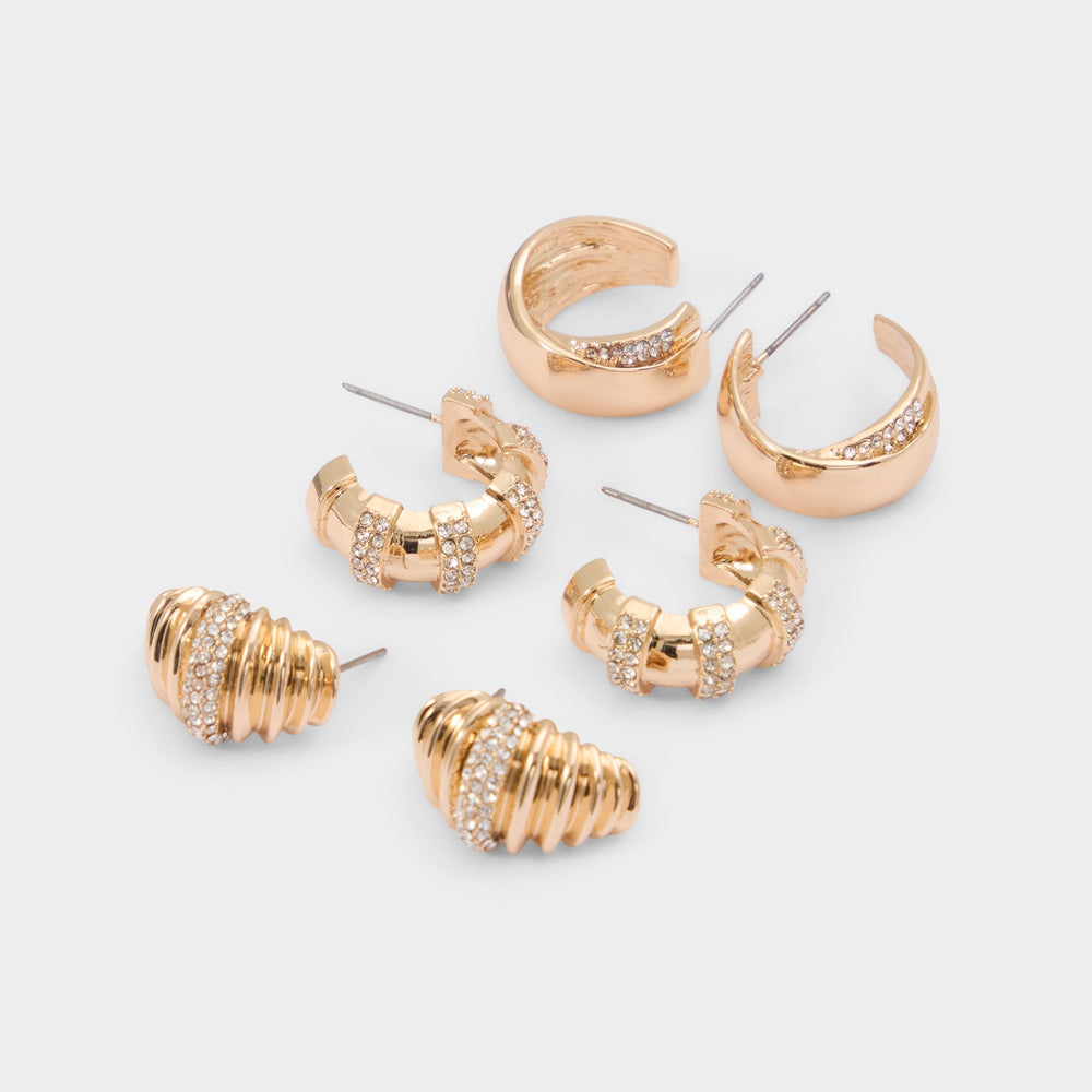Triplecharm in Gold Clear Multi - Hoop earrings