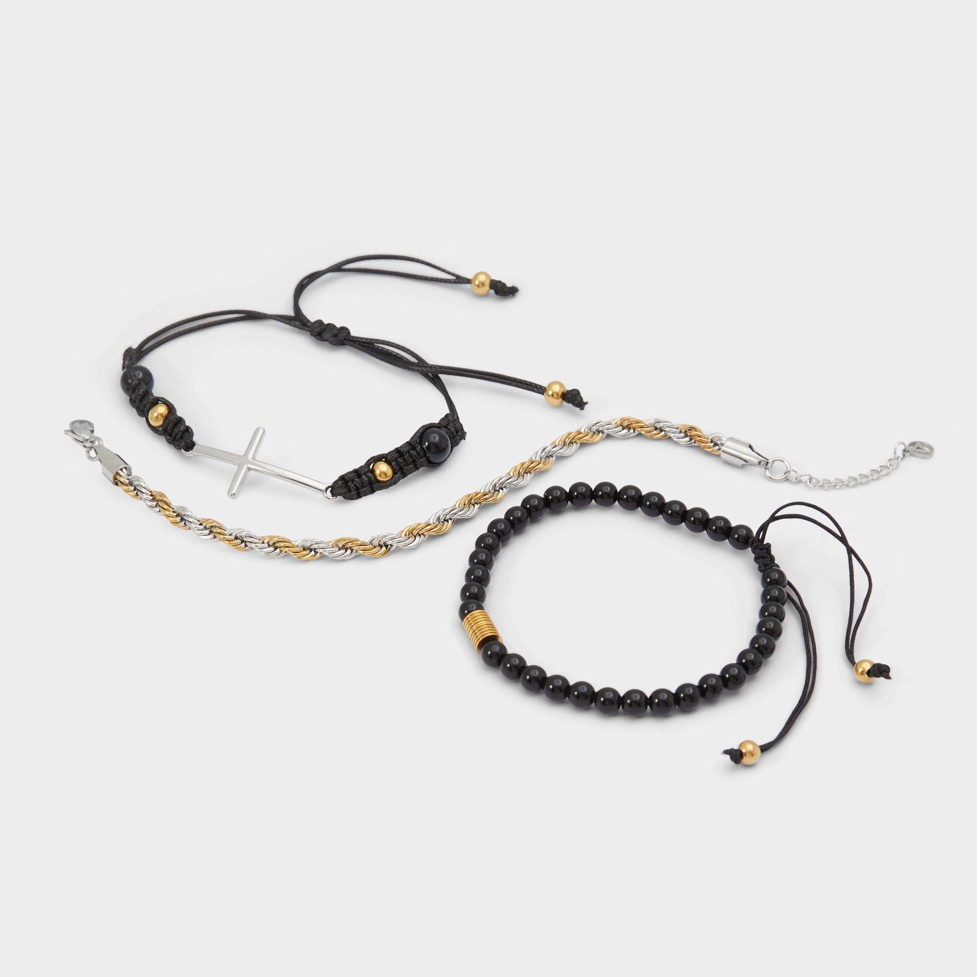 Waoron Black/Gold Multi Men's Jewelry - Bracelet