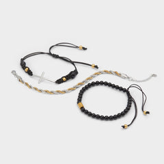 Waoron Black/Gold Multi Men's Jewelry - Bracelet