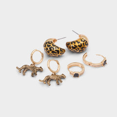 Roarcity in Black Gold Multi - Hoop earrings